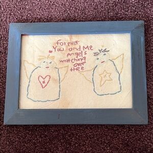 Framed Angel Embroidery Art